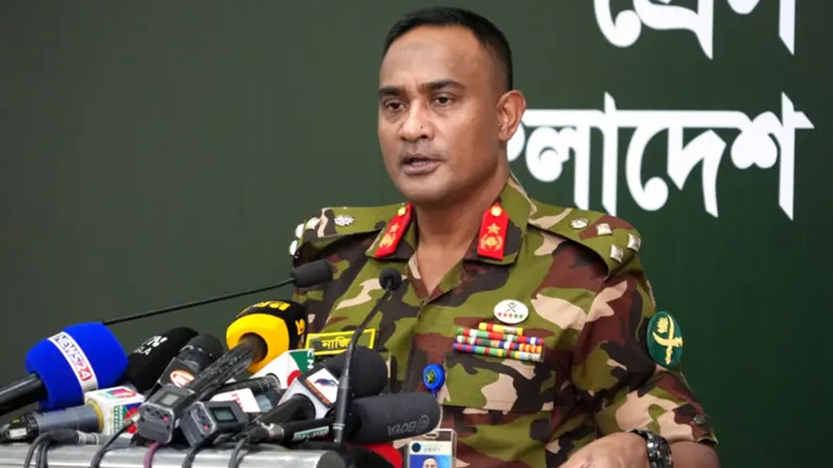 সংবাদ সম্মেলনে কথা বলেন সেনাবাহিনীর মিলিটারি অপারেশনস পরিদপ্তরের পরিচালক ব্রিগেডিয়ার জেনারেল মো. নাজিম-উদ-দৌলা। ছবি-সংগৃহীত