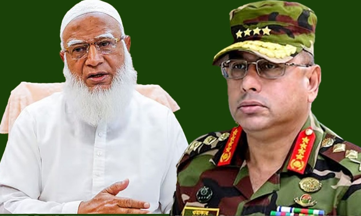 জামায়াত আমির ডা. শফিকুর রহমান ও সেনাপ্রধান জেনারেল ওয়াকার-উজ-জামান। ছবি- সংগৃহীত
