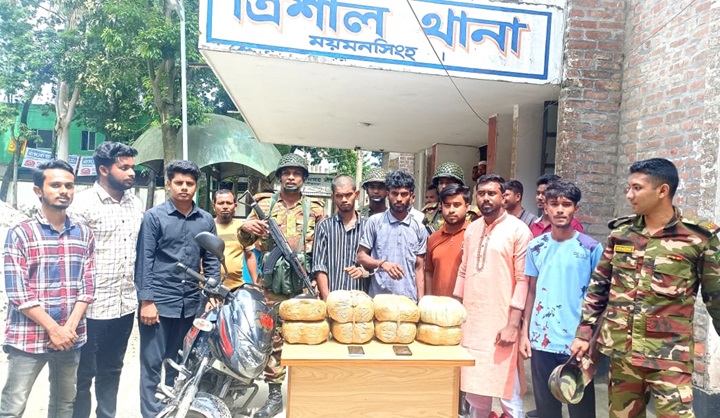 ত্রিশালে ১৪ কেজি গাজাসহ দুইজনকে আটক করেছে শিক্ষার্থীরা
