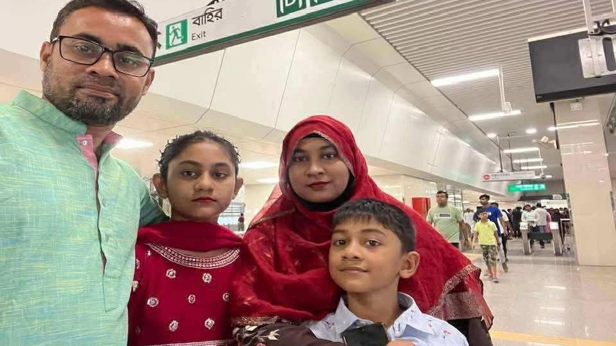 বাবা মায়ের সঙ্গে তাহিয়া তাবাসসুম নাদিয়া এবং তার ভাই আরিয়ান আশরাফ নাফি। ছবি- সংগৃহীত
