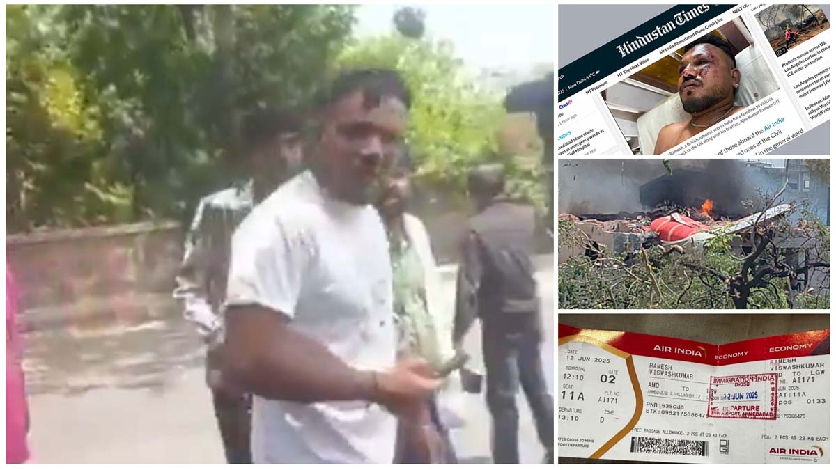 গুজরাটে বিধ্বস্ত বিমানের বেঁচে যাওয়া যুবক বিশ্বাস কুমার রমেশ। ছবি- সংগৃহীত