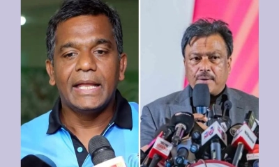 আমিনুল ইসলাম বুলবুল ও বিসিবি সভাপতি ফারুক আহমেদ। ছবি: সংগৃহীত