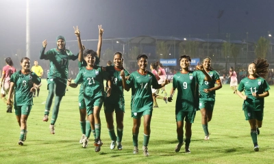 শান্তির হ্যাটট্রিকে জিতল বাংলাদেশ