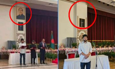 রাষ্ট্রপতির বাসভবন থেকে সরানো হলো শেখ মুজিবের ছবি