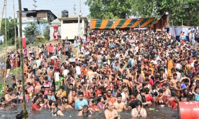 লাঙ্গলবন্দে মহা অষ্টমীর স্নানে লাখো পুণ্যার্থীর সমাগম