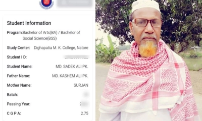৭৫ বছর বয়সে স্নাতক পাস করলেন নাটোরের সাদেক