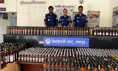শেরপুরে ১৩৮৬ বোতল ভারতীয় মদ জব্দ