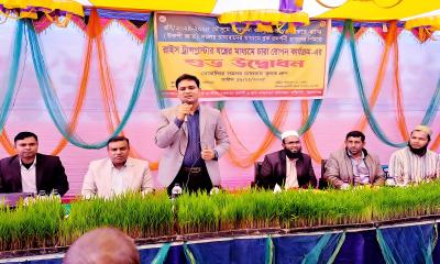 কটিয়াদীতে রাইস ট্রান্সপ্লান্টারে চারা রোপণ কার্যক্রম উদ্বোধন