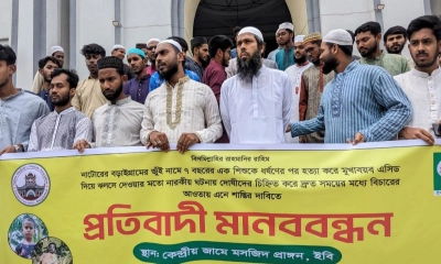 নাটোরে শিশু ধর্ষণ ও হত্যার প্রতিবাদে ইবিতে মানববন্ধন