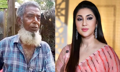 গরু বিক্রেতা রইস উদ্দিন ও অপু বিশ্বাস। ছবি- সংগৃহীত