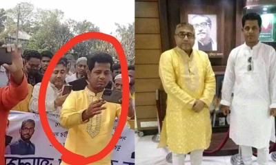 আ.লীগ নেতাদের সঙ্গে ফজর আলীর মিটিং-মিছিলের ছবি। ছবি- সংগৃহীত