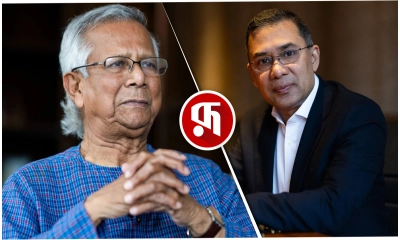 প্রধান উপদেষ্টা ড. মুহাম্মদ ইউনূস ও বিএনপির ভারপ্রাপ্ত চেয়ারম্যান তারেক রহমান। ছবি- রূপালী বাংলাদেশ গ্রাফিক্স