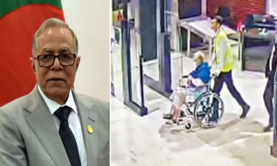 গভীর রাতে দেশে ফিরেছেন আবদুল হামিদ, হুইলচেয়ারে ইমিগ্রেশনে