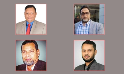 বাঁ থেকে (উপরে) আব্দুল মানান ও হামিদুল হক চৌধুরী, বাঁ থেকে (নিচে) আব্দুল মহিত তালুকদার ও নূর মোহাম্মদ আবু তাহের। ছবি- রূপালী বাংলাদেশ