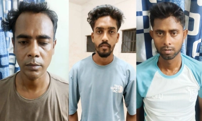 গ্রেপ্তার শামীম, রাকিব মন্ডল ও সাকিব। ছবি- রূপালী বাংলাদেশ