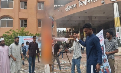 ববির রেজিস্ট্রারের অপসারণের দাবিতে কক্ষে তালা, কুশপুত্তলিকা দাহ