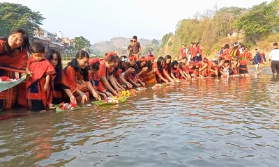 নদীতে ফুল নিবেদনের মাধ্যমে বিজু উৎসব শুরু