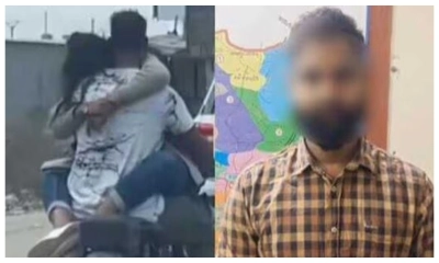 প্রেমিকাকে কোলে বসিয়ে মোটরসাইকেল চালিয়ে বিপাকে প্রেমিক