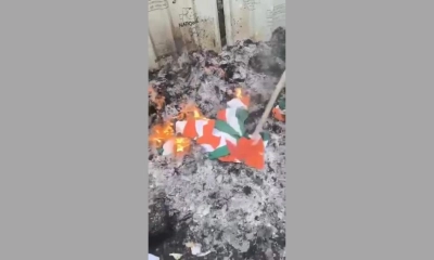 আবর্জনার স্তূপে পোড়ানো হলো ভারতের পতাকা
