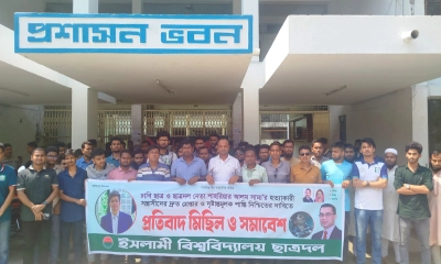 সাম্য হত্যার বিচার দাবিতে ইবি ছাত্রদলের প্রতিবাদ সমাবেশ