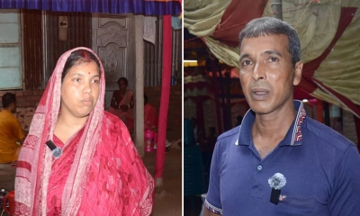 কনের মা লিপি রানী রায় ও বাবা বিধান রায়।   ছবি- সংগৃহীত