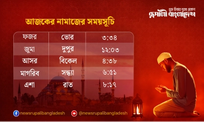 নামাজের সময়সূচি (২০ জুন ২০২৫)