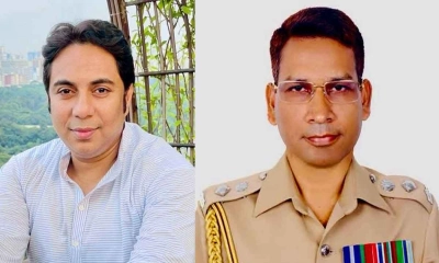 শিক্ষক আব্দুল কাদের ও  সাবেক এসপি মোহাম্মদ জায়েদুল আলম। ছবি- রূপালী বাংলাদেশ