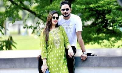 অভিনেত্রী  দিলারা হানিফ পূর্ণিমা ও তার স্বামী আশফাকুর রহমান রবিন। ছবি- সংগৃহীত
