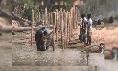 বিজিবির বাধায় ভারতীয় অংশে মনু প্রতিরক্ষা বাঁধের কাজ বন্ধ