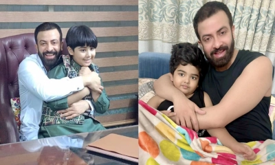 দুই পুত্র আব্রাম খান জয় ও শেহজাদ খান বীরের সঙ্গে শাকিব খান। ছবি - সংগৃহীত