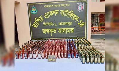 নালিতাবাড়ীতে ২৬০ বোতল ভারতীয় মদসহ পিকআপ জব্দ