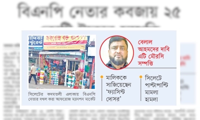 বিএনপি নেতার কবজায় ২৫ কোটি টাকার সম্পত্তি