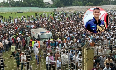 তৌকের মরহেদ নামানো হয় রাজশাহী সেনানিবাসে। ছবি- রূপালী বাংলাদেশ