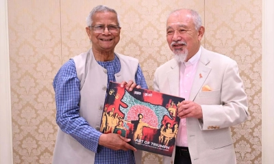 উপদেষ্টা অধ্যাপক ড. মুহাম্মদ ইউনূসের সঙ্গে ইয়োহেই সাসাকাওয়া সাক্ষাৎ।  ছবি- সংগৃহীত