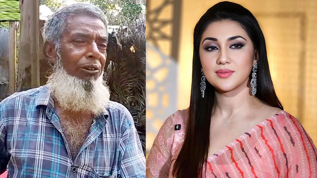 গরু বিক্রেতা রইস উদ্দিন ও অপু বিশ্বাস। ছবি- সংগৃহীত