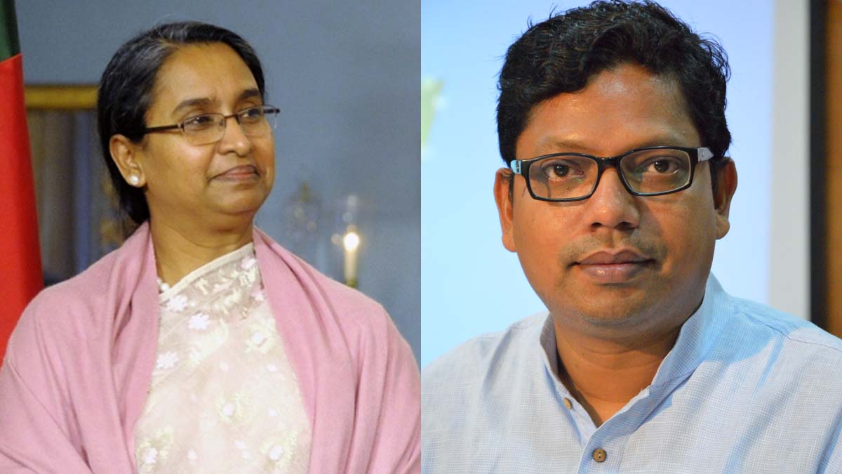 সাবেক মন্ত্রী দীপু মনি ও  জুনাইদ আহমদ পলক। ছবি- সংগৃহীত