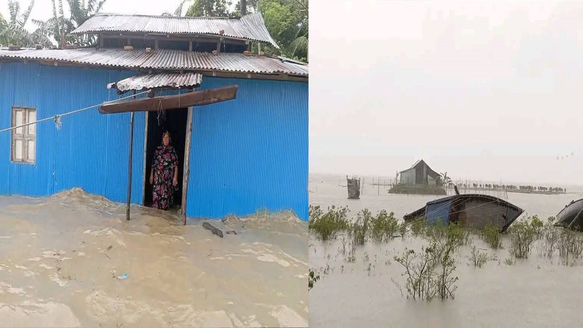 জোয়ারের পানিতে চরফ্যাশনের প্রায় ৫০টি গ্রাম তলিয়ে গেছে। ছবি- রূপালী বাংলাদেশ