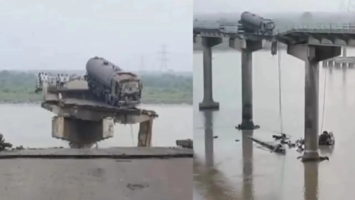গুজরাটে সেতুধসে নদীতে পড়ল গাড়ি। ছবি- সংগৃহীত