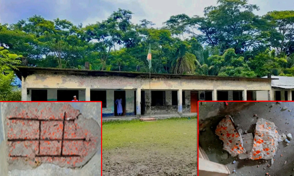 মাদ্রাসা ভবনের খসে পড়া পলেস্তারা। ছবি- সংগৃহীত