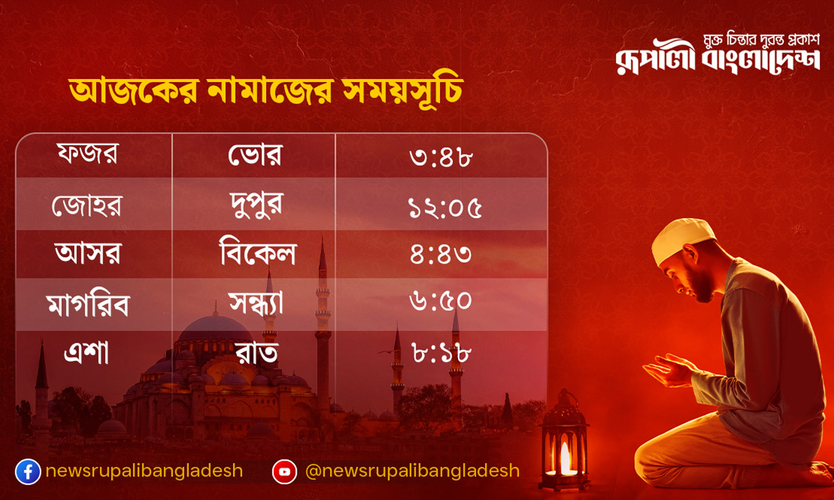 নামাজের সময়সূচি। ছবি- রূপালী বাংলাদেশ গ্রাফিক্স