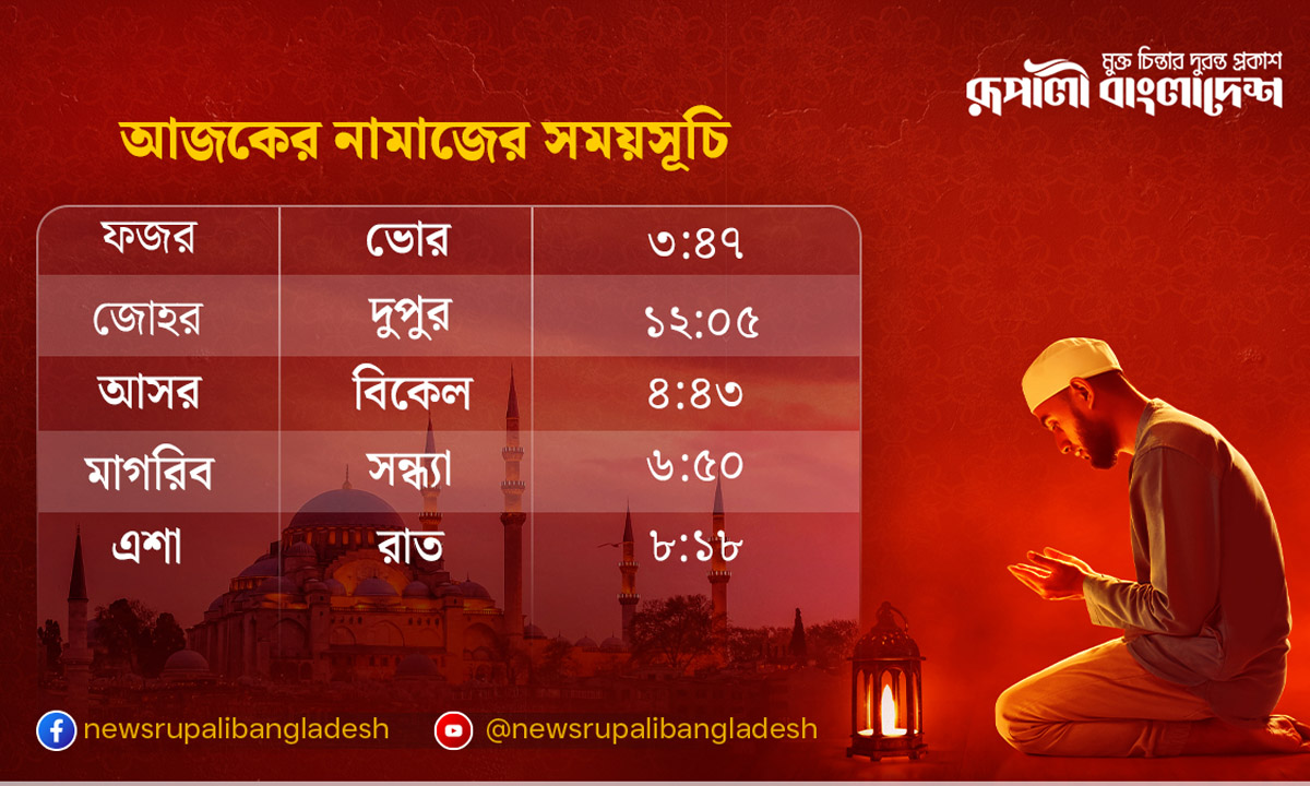 নামাজের সময়সূচি। ছবি- রূপালী বাংলাদেশ গ্রাফিক্স