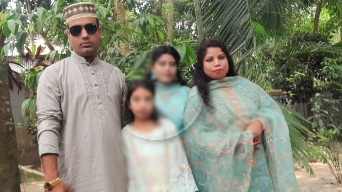 বাবা মায়ের সঙ্গে কাশ্মীরা রহমান নীলা ও ফারিয়া রহমান নীহার। ছবি- রূপালী বাংলাদেশ