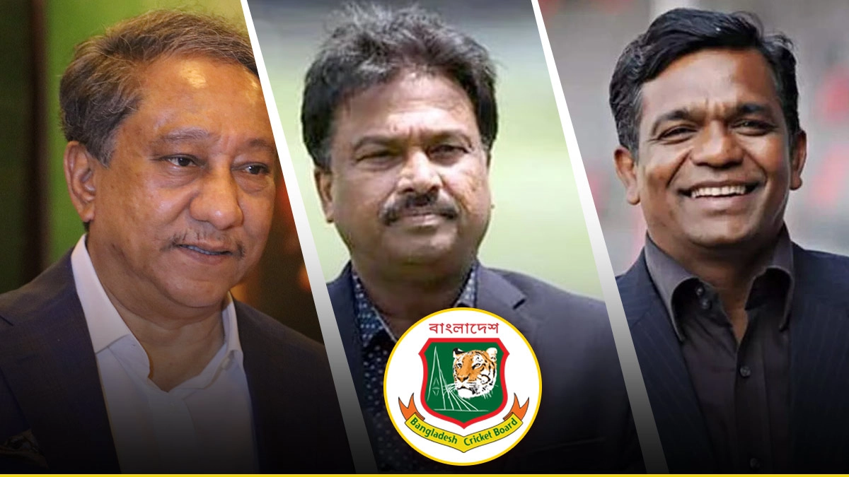 নাজমুল হাসান পাপন, ফারুক আহমেদ ও আমিনুল ইসলাম বুলবুল। ছবি- সংগৃহীত