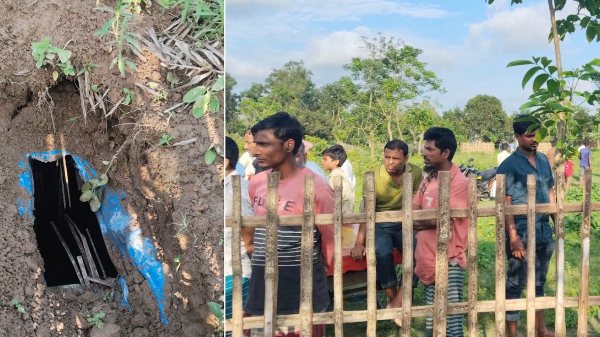 কঙ্কাল চুরি হওয়া কবর দেখতে ভিড় করেন স্থানীয়রা। ছবি-রূপালী বাংলাদেশ