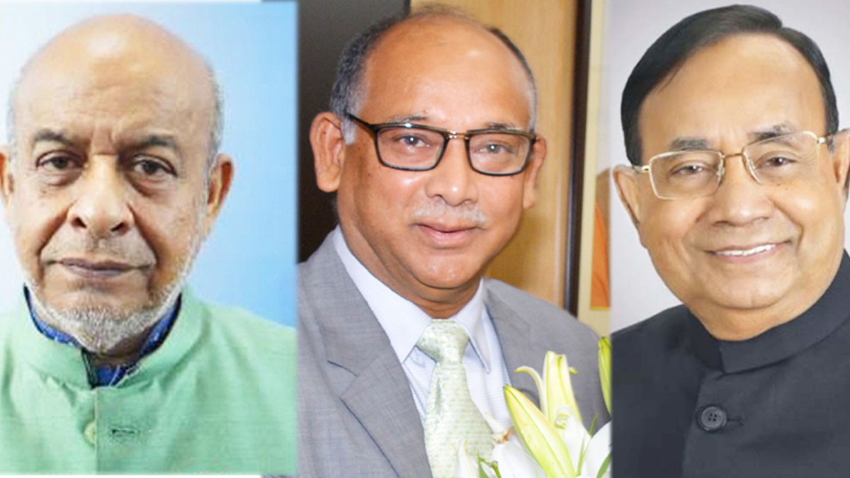 মো. জিল্লুল হাকিম, মো. নূরুল ইসলাম সুজন ও মো. মুজিবুল হক (বাঁ থেকে}