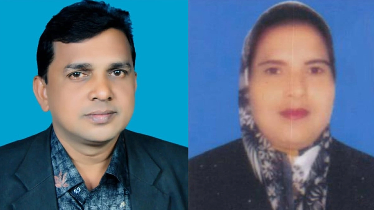 অভিযুক্ত প্রধান শিক্ষক কফিল উদ্দিন ও তার স্ত্রী হাজেরা খাতুন।      ছবি- রূপালী বাংলাদেশ