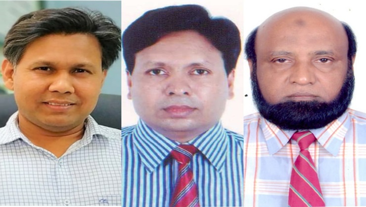 বাঁ থেকে অধ্যাপক ড. ফরিদ উদ্দিন খান, অধ্যাপক ড. মোহাম্মদ মাঈন উদ্দীন ও অধ্যাপক মতিয়ার রহমান। ছবি: রূপালী বাংলাদেশ