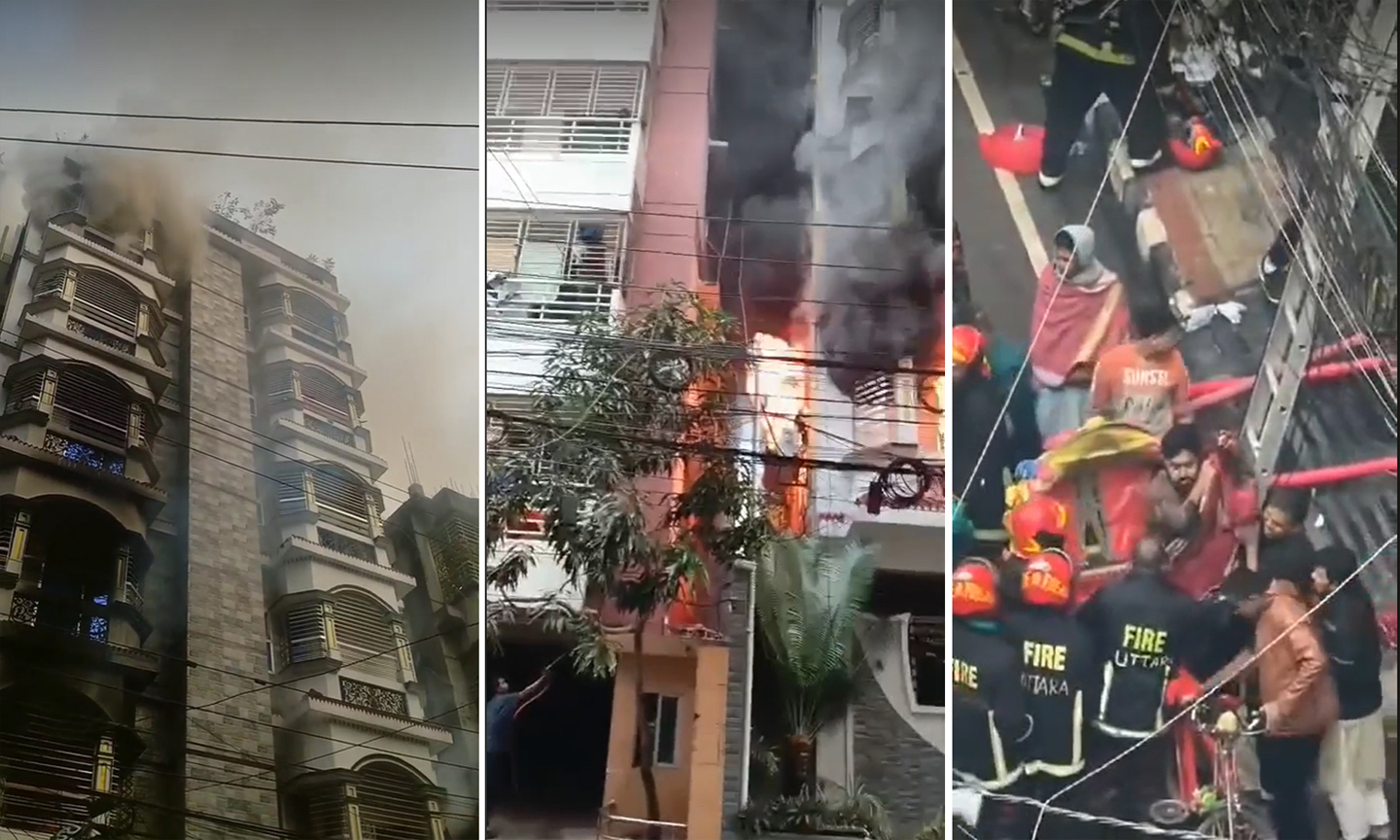 মুহূর্তে দাউদাউ করে জ্বলে ওঠে উত্তরায় আবাসিক ভবনে লাগা আগুন। ছবি : সংগৃহীত