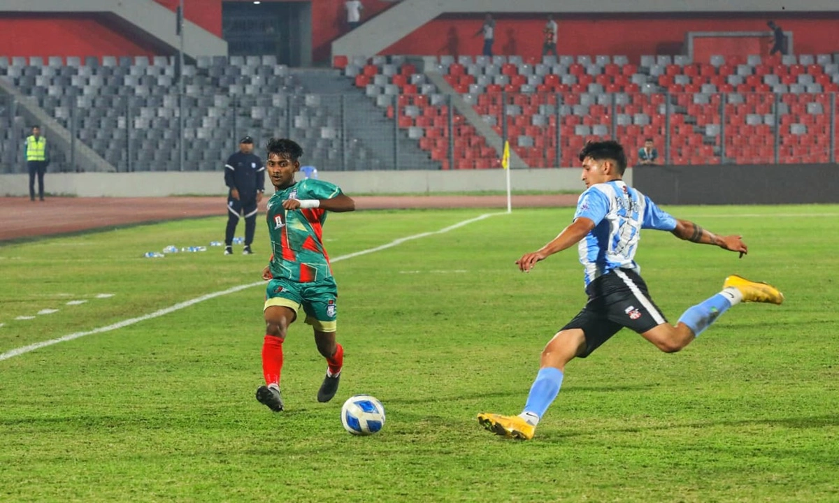 লাতিন বাংলা সুপার কাপ-২০২৫-এর বাংলাদেশের রেড গ্রিন ফিউচার স্টারের ও আর্জেন্টিনার ম্যাচ। ছবি- সংগৃহীত