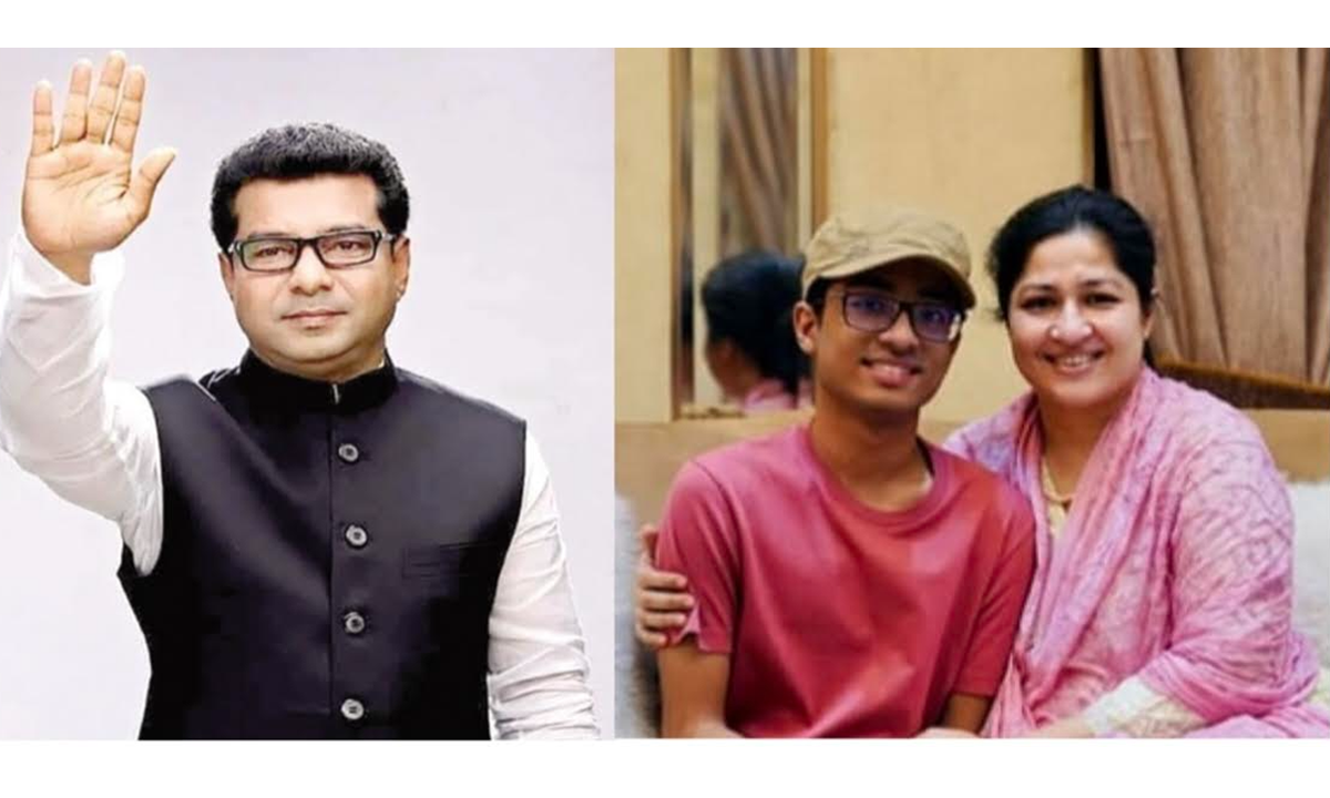 সাবেক এমপি মো. মহিউদ্দীন মহারাজ, তার স্ত্রী উম্মে কুলসুম এবং ছেলে শাম্মাম জুনাইদ। ছবি : রূপালী বাংলাদেশ